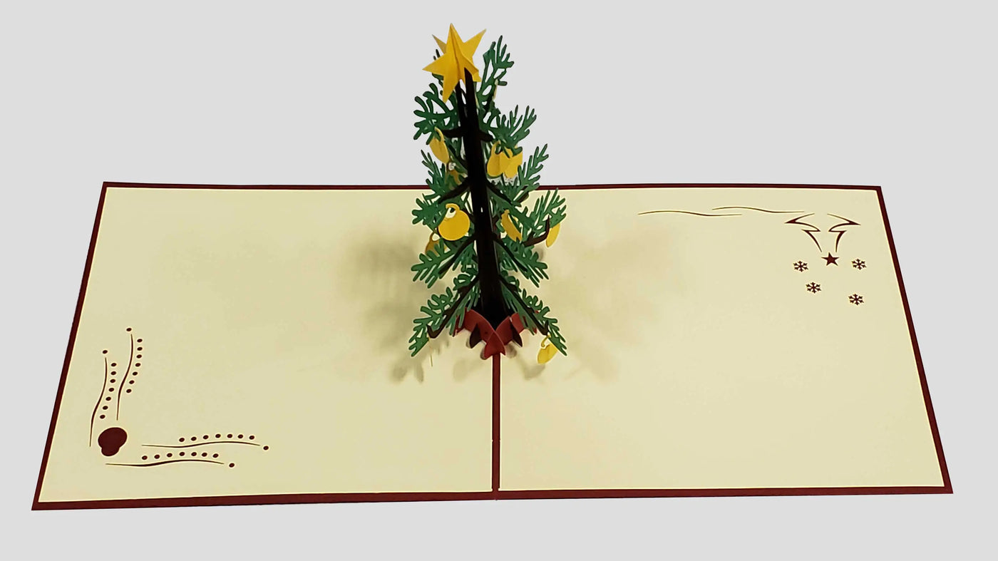 3D Christmas Tree With Ornaments Greeting Card Memories Treasured Forever